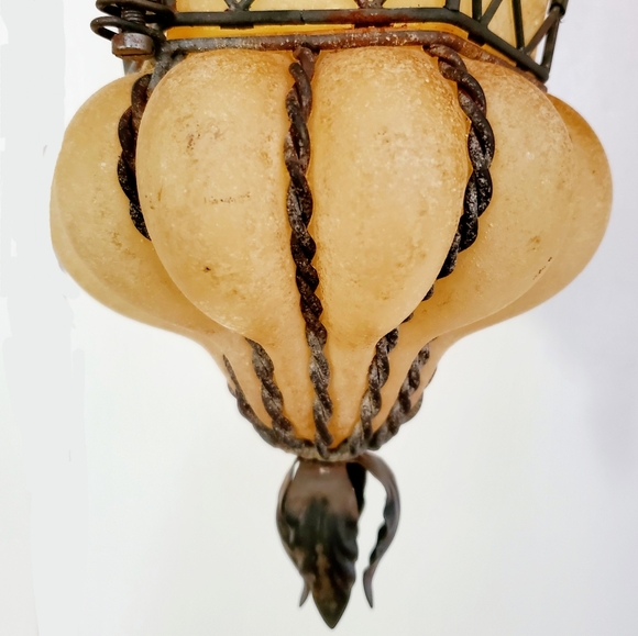 *SOLD* Pair Venetian Blown Glass Scavo Lanterns - Picture 14 of 15